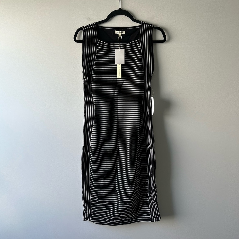 Max Studio black and white striped sleevelss dress